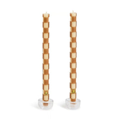 Check Black & Ivory Dinner Candles, Set of 2