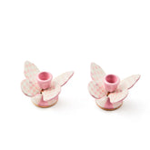 Rosy Check Tall Butterfly Candlesticks, Set of 2