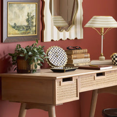 Rosy Check Scalloped Desk Clock