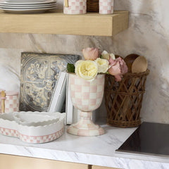 Mocha Check Pedestal Vase