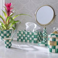 Emerald Check Standard Tissue Box Cover