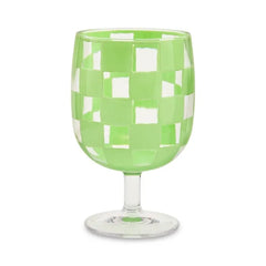 Green Check Acrylic Water Goblets, Set of 4