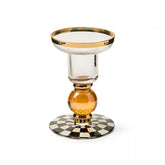 Sterling Check Small Glass Candlestick