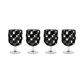 Black Check Acrylic Water Goblets, Set of 4