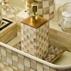 Mocha Check Small Glass Tray