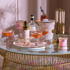 Rosy Check Tumbler Glass, Set of 2