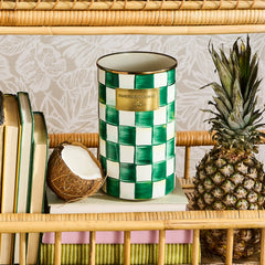 Violet Check Utensil Holder