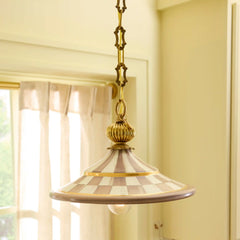 Sterling Check Flared Ceramic Pendant Lamp