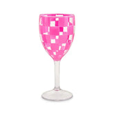 Pink Check Acrylic Wine Goblets, Set of 4