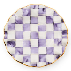Violet Check Ceramic Fluted Dessert Plate