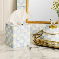 Sky Check Boutique Tissue Box Cover