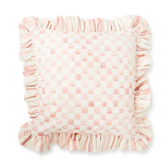Mocha Stripe Throw Pillow with Ruffle
