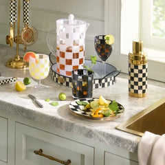 Black Check Acrylic Tumblers, Set of 4