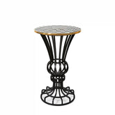Mocha Check Pedestal Accent Table