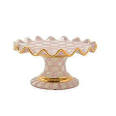 Mocha Check Ceramic Fluted Cake Stand