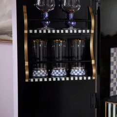 Violet Check Highball Glass, Set of 2