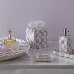 Violet Check Capiz Boutique Tissue Box Cover