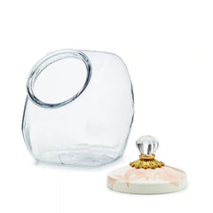 Cookie Jar with White Flower Market Lid