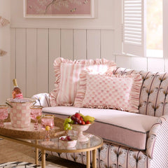 Rosy Check Ruffle Throw Pillow