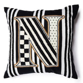 Monogram "N" Beaded Throw Pillow