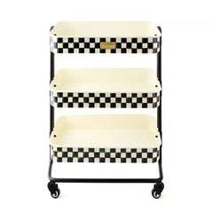 Mocha Check 3-Tier Kitchen Cart