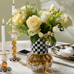 Rosy Check Glass Vase