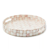 Courtly Check Capiz Round Tray