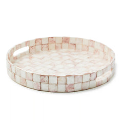 Courtly Check Capiz Round Tray