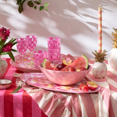 Pink Marble Check Melamine Oval Platter