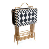 Mocha Check Cocktail Trays, Set of 4