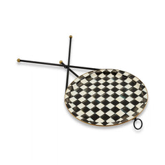 Mocha Check Enamel Tilt Accent Table