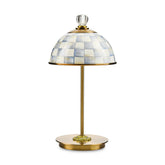 Mocha Check LED Rechargeable Dome Table Lamp