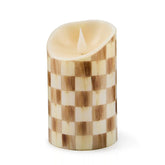 Emerald Check Flameless 7" Pillar Candle