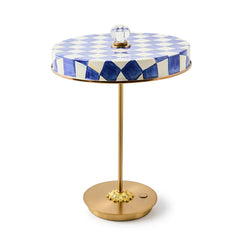Courtly Check LED Rechargeable Disk Table Lamp