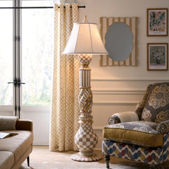Mocha Check 84" Grommet Curtain Panel