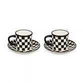 Sterling Check Espresso Cup & Saucer, Set of 2