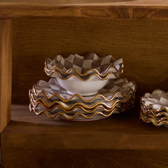 Courtly Check Ceramic Fluted Breakfast Bowl
