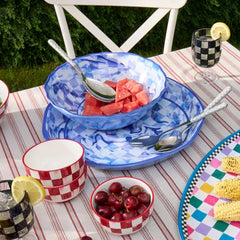 Blue Marble Check Melamine Large Platter
