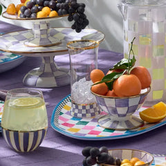 Violet Check Highball Glass, Set of 2