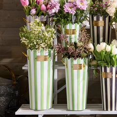 Violet Stripe Flower Buckets, Set of 3