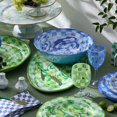Green Marble Check Melamine Oval Platter