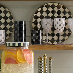 Black Check Acrylic Tumblers, Set of 4