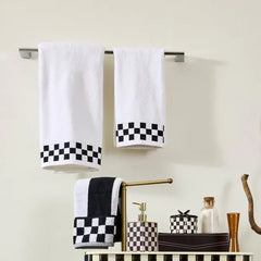 Hand Towel with Black Check Border