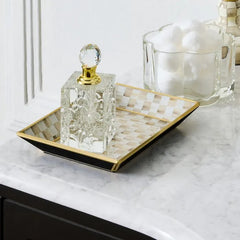 Mocha Check Small Glass Tray