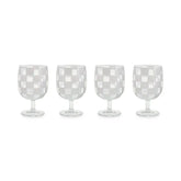 White Check Acrylic Water Goblets, Set of 4