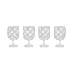 White Check Acrylic Water Goblets, Set of 4