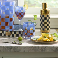 Blue Check Acrylic Tumblers, Set of 4
