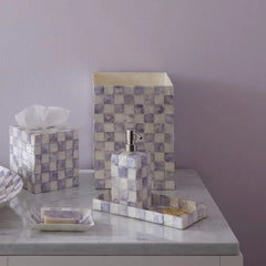 Violet Check Capiz Waste Bin