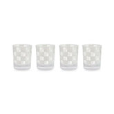 White Check Acrylic Tumblers, Set of 4
