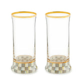 Sterling Check Highball Glass, Set of 2